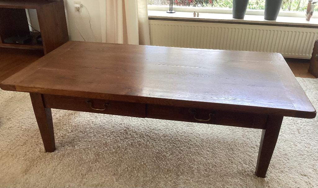 Eiken salontafel, Ophalen, Gebruikt, 100 tot 150 cm, Eikenhout