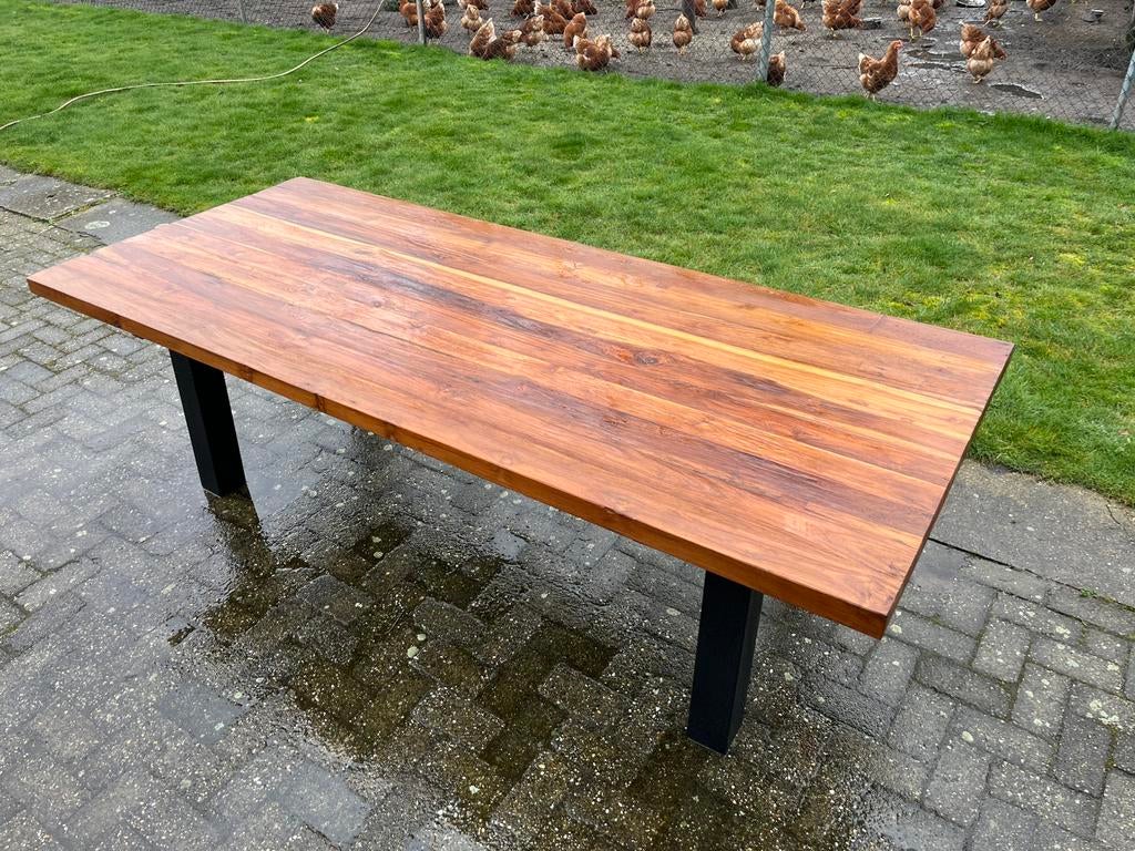 Teak tuintafel 240x100x5cm, Ophalen of Verzenden, Nieuw, Rechthoekig, Teakhout