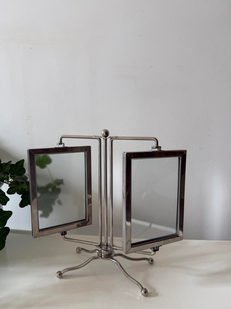 Chroom met glas foto carousel, Ophalen of Verzenden