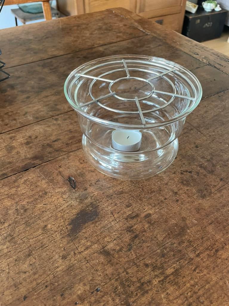 Leuk glazen theelichtje, Ophalen of Verzenden, Zo goed als nieuw, Glas, Pot, Bus of Blik