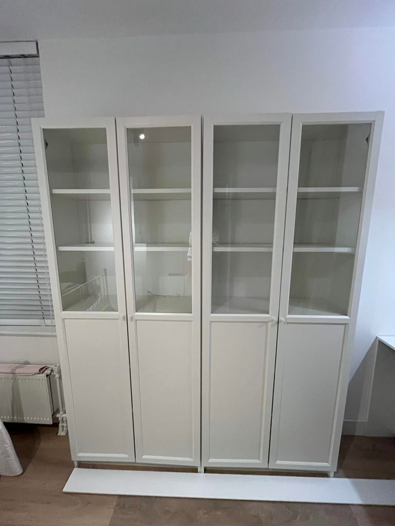 IKEA BILLY Boekenkast met paneel-/vitrinedeuren, wit, Ophalen, Gebruikt, 200 cm of meer, 50 tot 100 cm