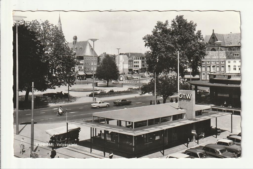 ARNHEM VELPERPLEIN GTW BUSSTATION WACHTKAMER BLOEMENKRAAMPJE, Verzamelen, Ophalen of Verzenden, 1960 tot 1980, Ongelopen, Gelderland