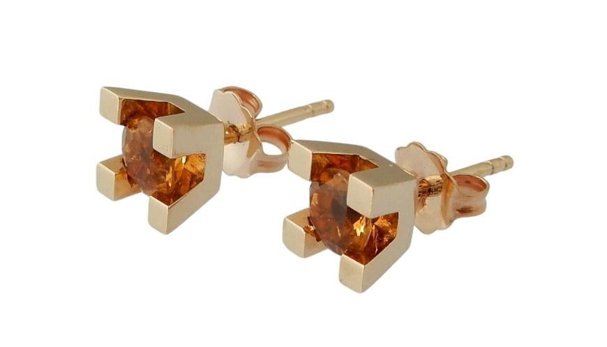 14 karaat Gouden Oorbellen Oorstekers met Citrien edelstenen