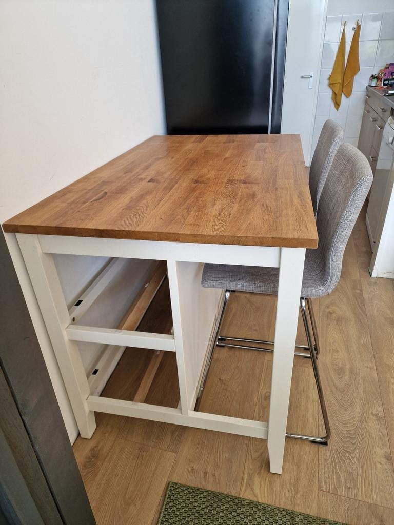 IKEA Stenstorp bartafel met 2 Lillånäs barstoelen, Ophalen, Gebruikt, 100 tot 150 cm, 75 cm of meer