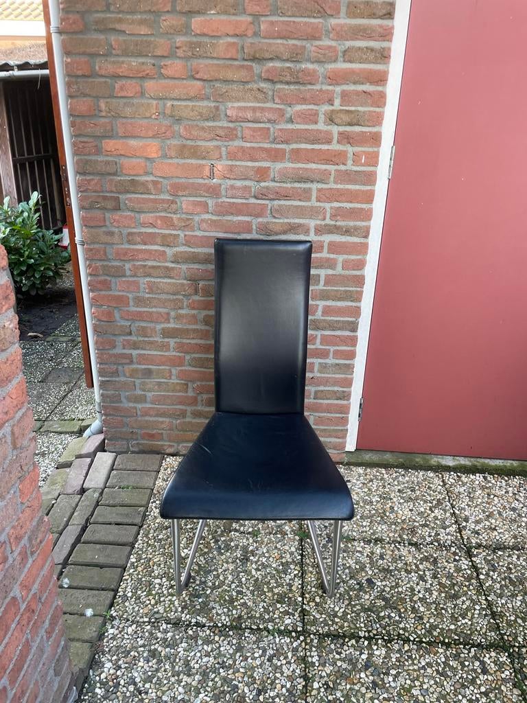 Tecta design eettafel stoelen leer, Ophalen, Zwart, Leer, Zo goed als nieuw