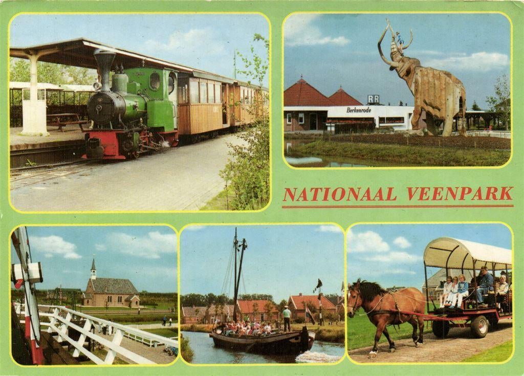 Nationaal Veenpark Barger Compascuum - 5 afb o.a. trein, boo, Ophalen of Verzenden, Voor 1920, Gelopen, Noord-Brabant