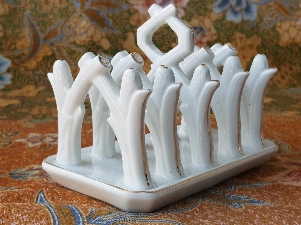 Mooi antiek toastrek uit Engeland van porselein 14,5 cm., Ophalen of Verzenden