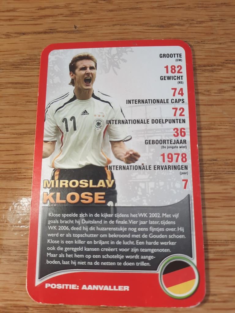 Top Trumps kaart Miroslav Klose, Verzamelen, Ophalen