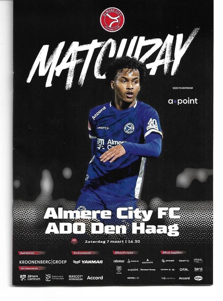 PROGRAMMA ALMERE CITY FC - ADO DEN HAAG, Ophalen of Verzenden, Nieuw, Overige binnenlandse clubs, Boek of Tijdschrift