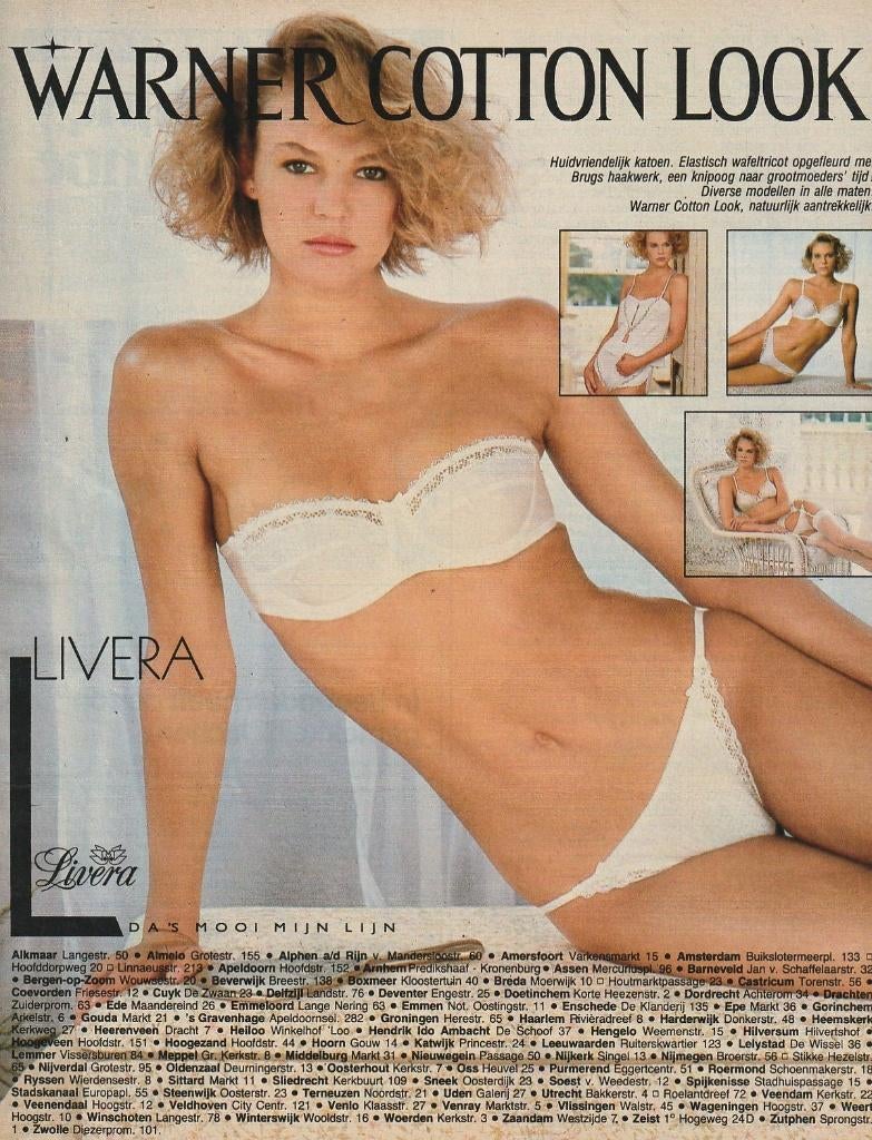 Retro reclame 1986 Livera lingerie BH strapless & slip, Verzenden, Overige typen