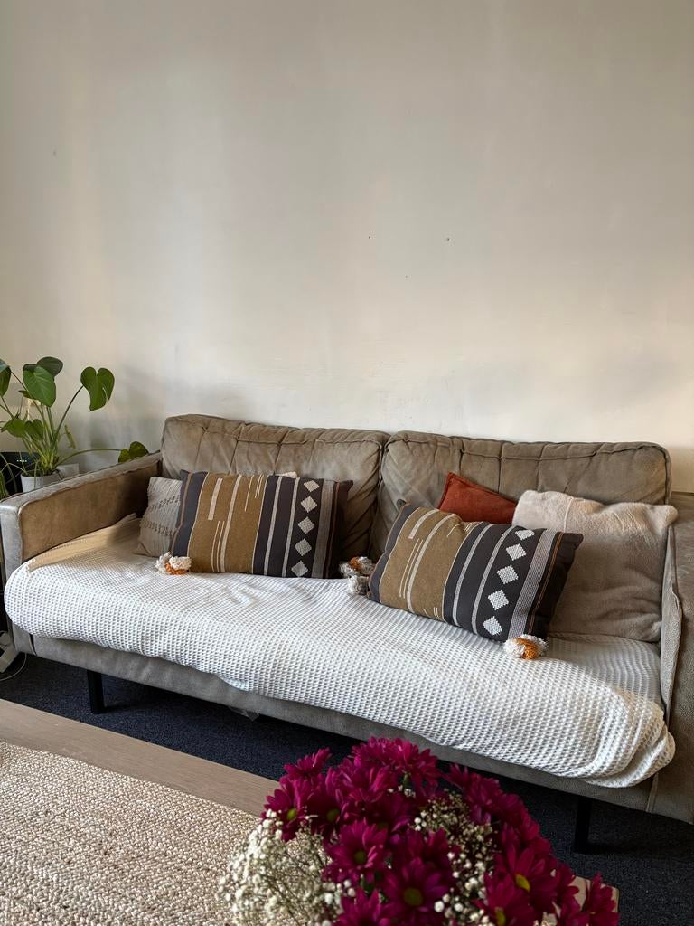 Gratis leren bank, Ophalen, Gebruikt, Driepersoons, Rechte bank