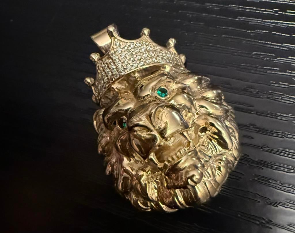 Prachtige 14 karaats gouden leeuw hanger, Ophalen of Verzenden, Nieuw, Goud