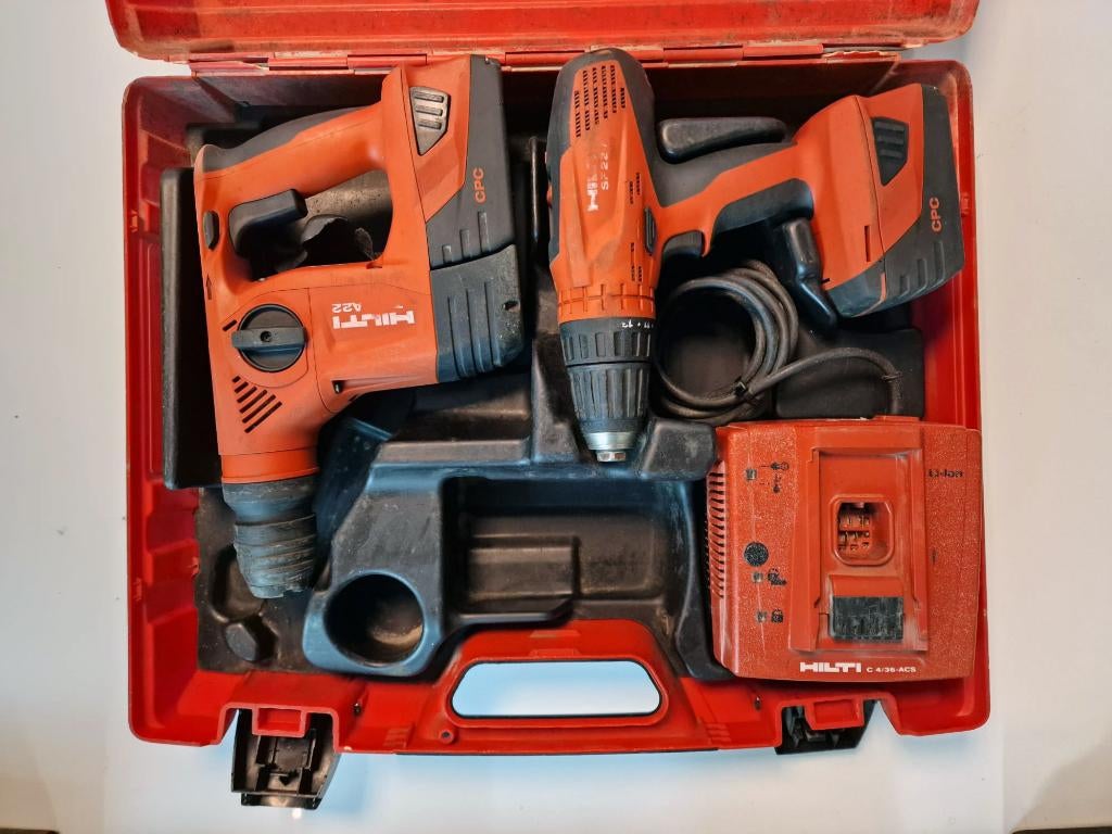 Hilti TE 4 A22 snoerloze boorhamer + SF 22A schroefmachine, Ophalen of Verzenden, Gebruikt, Boor- en/of Breekhamer, Klopboormechanisme