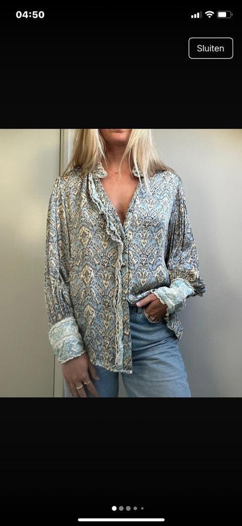 Ibana blouse in blauw/beige tinten maat 34/36/38., Ophalen of Verzenden, Zo goed als nieuw, Maat 36 (S), Blauw