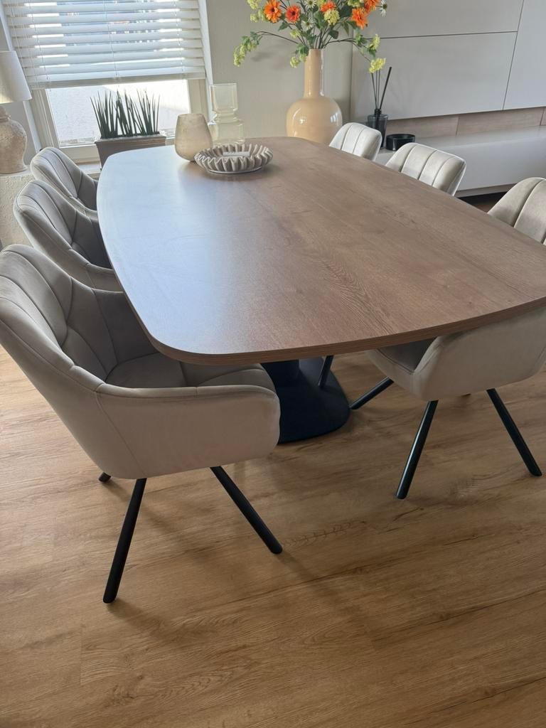 Nieuwe Kolomtafel. Deens ovaal 210x110 cm, Huis en Inrichting, 100 tot 150 cm, Ovaal, Ophalen, Overige houtsoorten