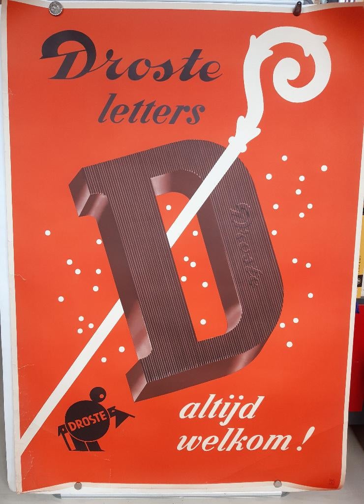 Originele poster Droste Chocolade Letters Cassandre, Verzenden, A1 t/m A3, Overige onderwerpen, Rechthoekig Staand