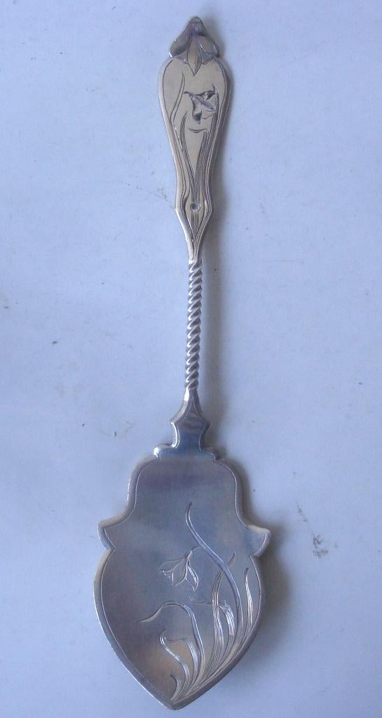 Soezenschep, 2e gehalte zilver, 35 gram, 18,3 cm lang floral, Ophalen of Verzenden, Zilver