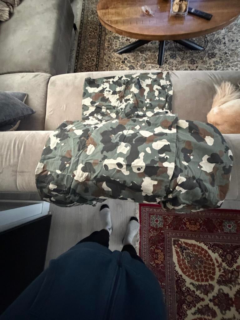 Camouflage Dekbedovertrek - Eenpersoons met kussen hoesje., Gebruikt, Eenpersoons, Dekbedovertrek, Ophalen of Verzenden