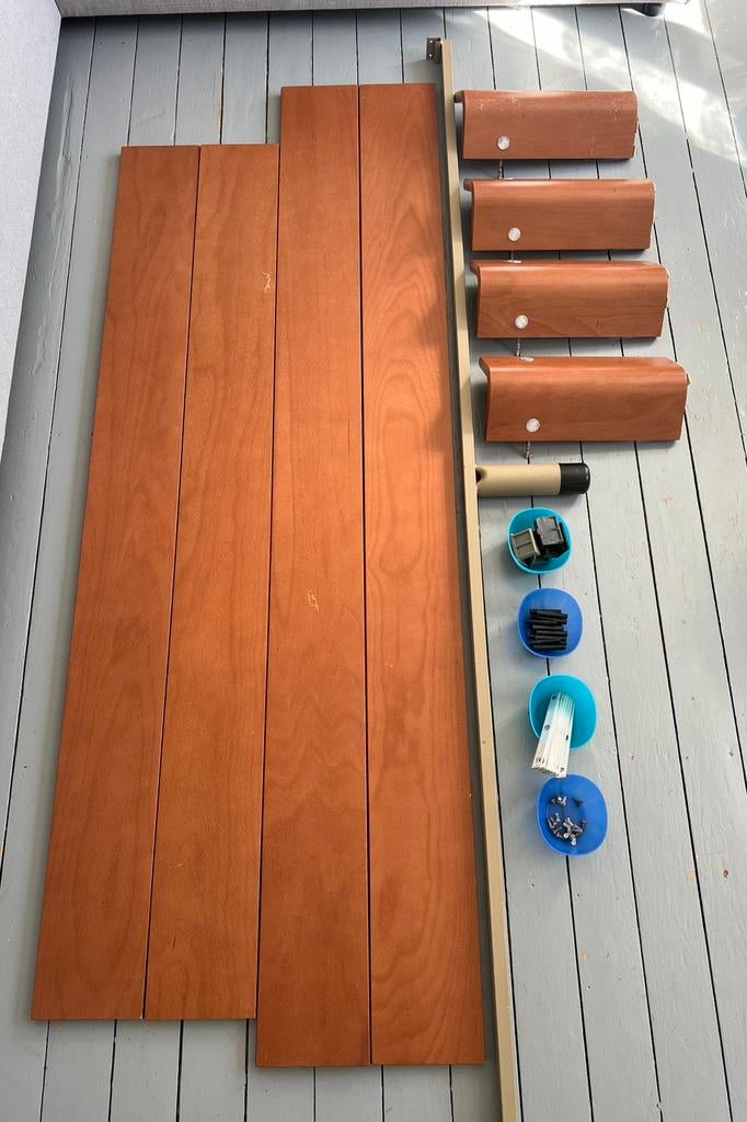 Auping Auronde 1000 Kersen kersenhout bed 180x200 ombouw, Gebruikt, Bruin, Tweepersoons, 180 cm