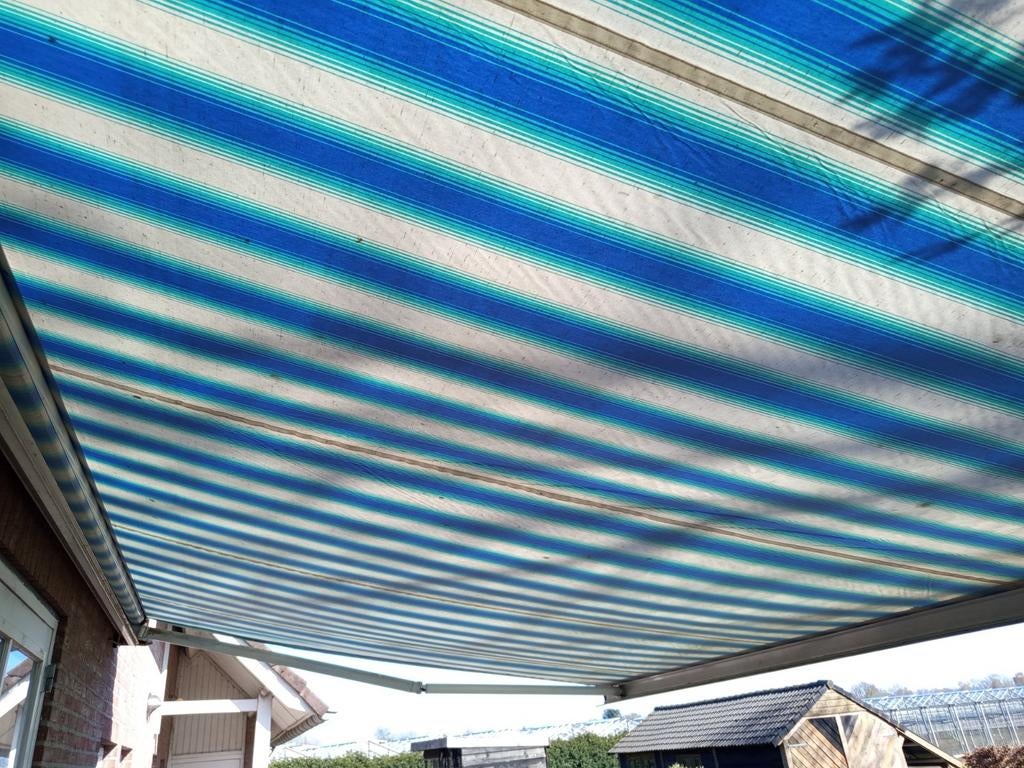 Zonnescherm 5x3 meter Electrisch, Tuin en Terras, Zonneschermen, 150 tot 300 cm, Ophalen of Verzenden, Gebruikt, Knikarmscherm