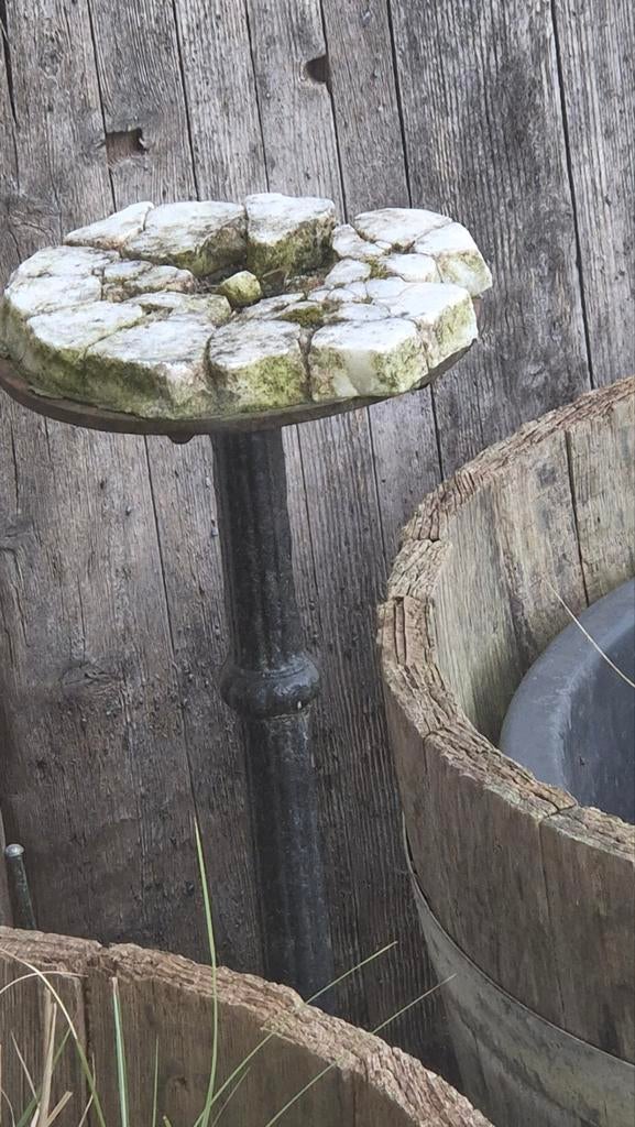 Vogelbadje van steen en metaal, Ophalen of Verzenden