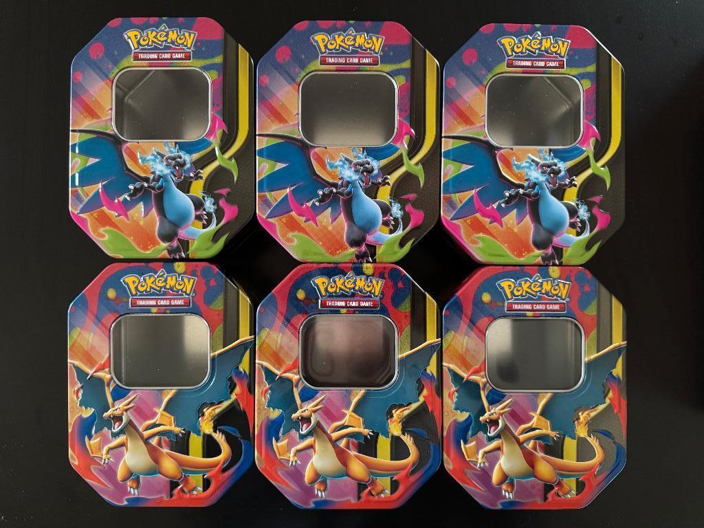 6x lege Charizard Y/X Tins (Incl. originele case doos), Ophalen of Verzenden, Zo goed als nieuw, Overige typen