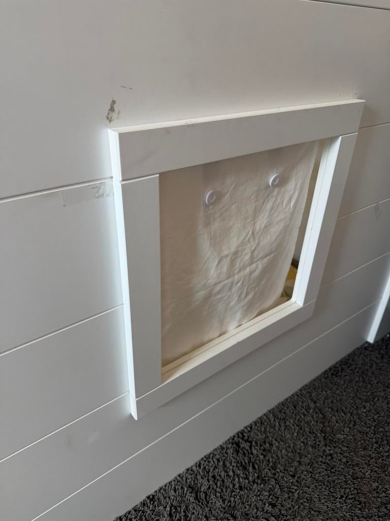 Halfhoogslaper wit met gordijntjes, z.g.a.n., Kinderen en Baby's, Kinderkamer | Stapelbedden en Hoogslapers, Ophalen, Zo goed als nieuw