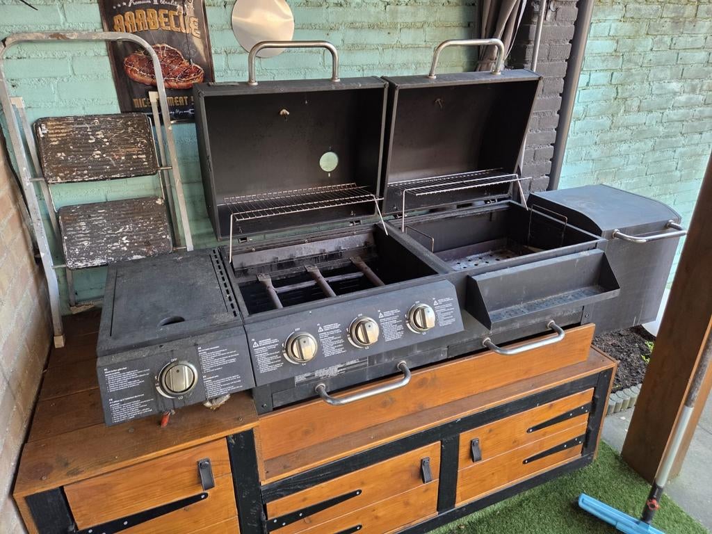 buiten keuken gas bbqen houtskool bbq, Tuin en Terras, Buitenkeukens, Ophalen, Gas