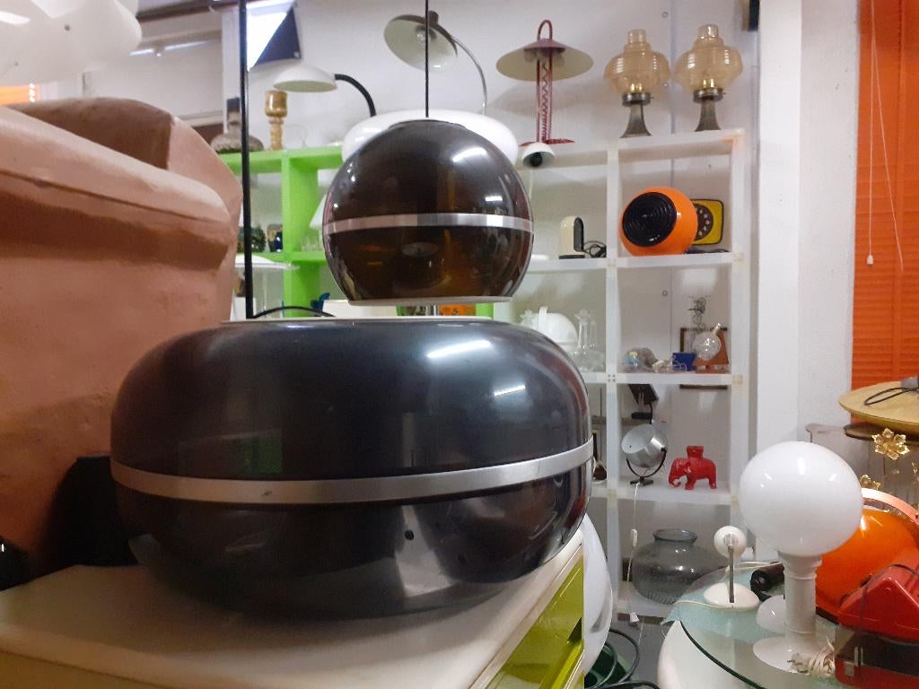 Dijkstra globe bruin space age jaren 70 design retro, Huis en Inrichting, Lampen | Hanglampen, Kunststof, Gebruikt, Jaren 70 space age design vintage retro 1970s seventies
