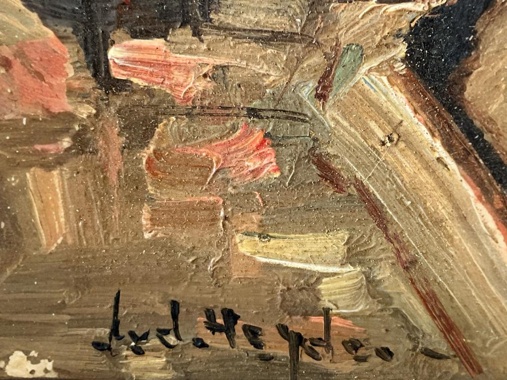 Olieverf schilderij van der Heyden, haven met zeilbootjes, Ophalen of Verzenden