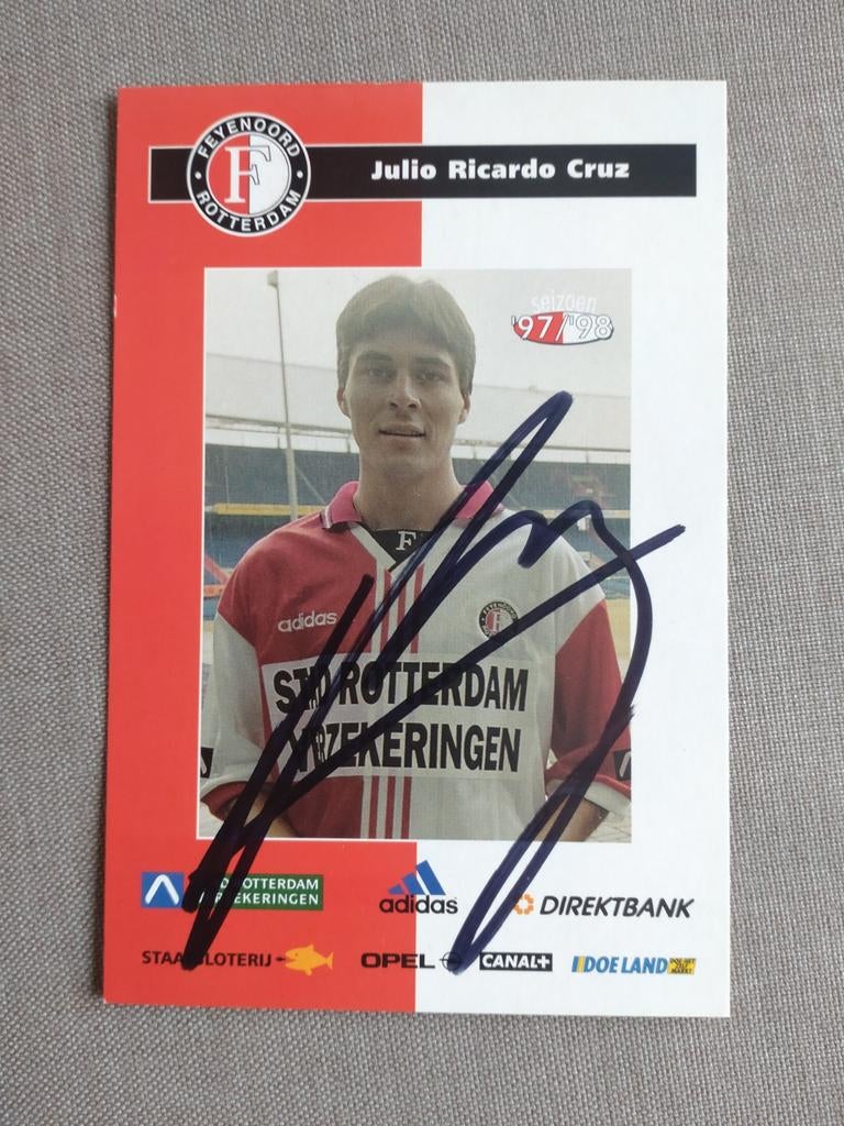 Julio Ricardo Cruz Feyenoord gesigneerde kaart, Verzenden, Zo goed als nieuw, Feyenoord, Spelerskaart