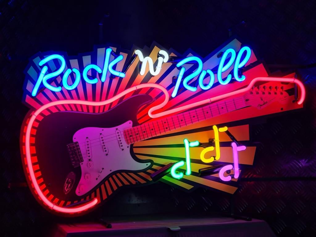 FIFFTIES SIXTIES NEONVERLICHTINTING ROCK'N' ROLL GITAAR, Ophalen, Nieuw