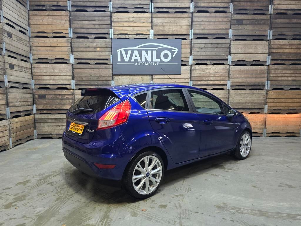 Ford Fiesta 1.0 EcoBoost Titanium Navi Clima pdc 17"lm 125 p, Voorwielaandrijving, 125 pk, Blauw, Leder en Stof
