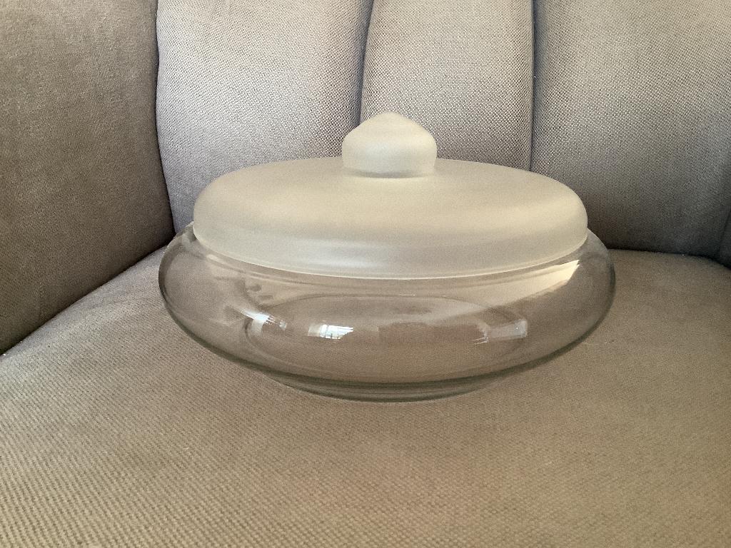 Vintage koekjestrommel glas Leerdam Jacques Boon, Antiek en Kunst, Antiek | Glas en Kristal, Ophalen of Verzenden