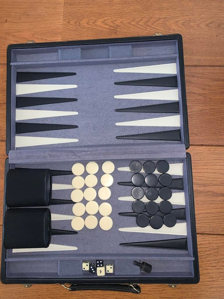 Vintage Backgammon Reisspel in Koffer - Compleet, Een of twee spelers, Ophalen of Verzenden, Gebruikt, Reisspel