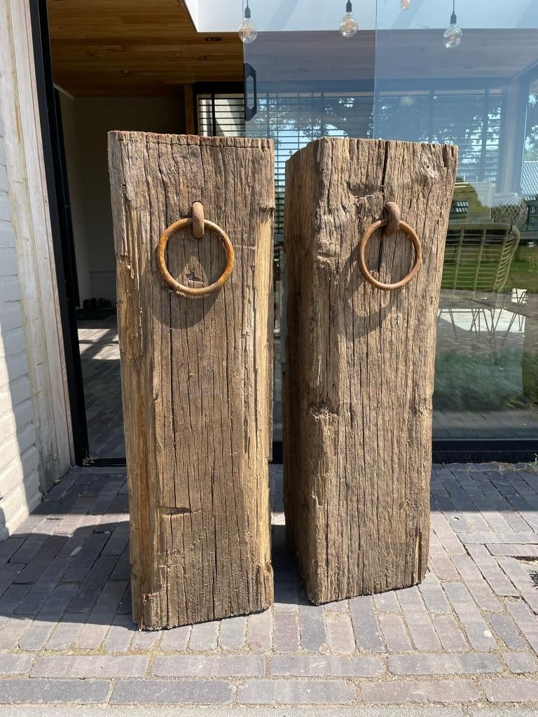 Unieke houten massieve sokkels - voor buiten en binnen, Ophalen