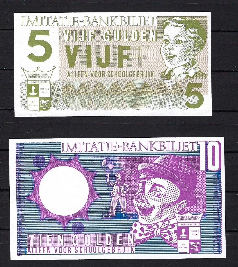 Imitatie-Bankbiljetten alleen voor Schoolgebruik, Postzegels en Munten, Bankbiljetten | Nederland, Ophalen of Verzenden, 5 gulden