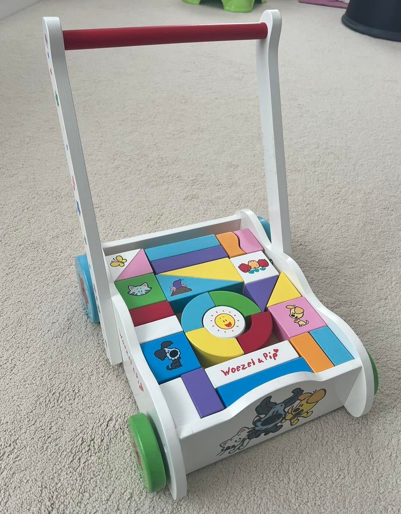 Woezel & Pip blokkenkar/loopkar - zo goed als nieuw, Kinderen en Baby's, Speelgoed | Houten speelgoed, Ophalen of Verzenden, Zo goed als nieuw
