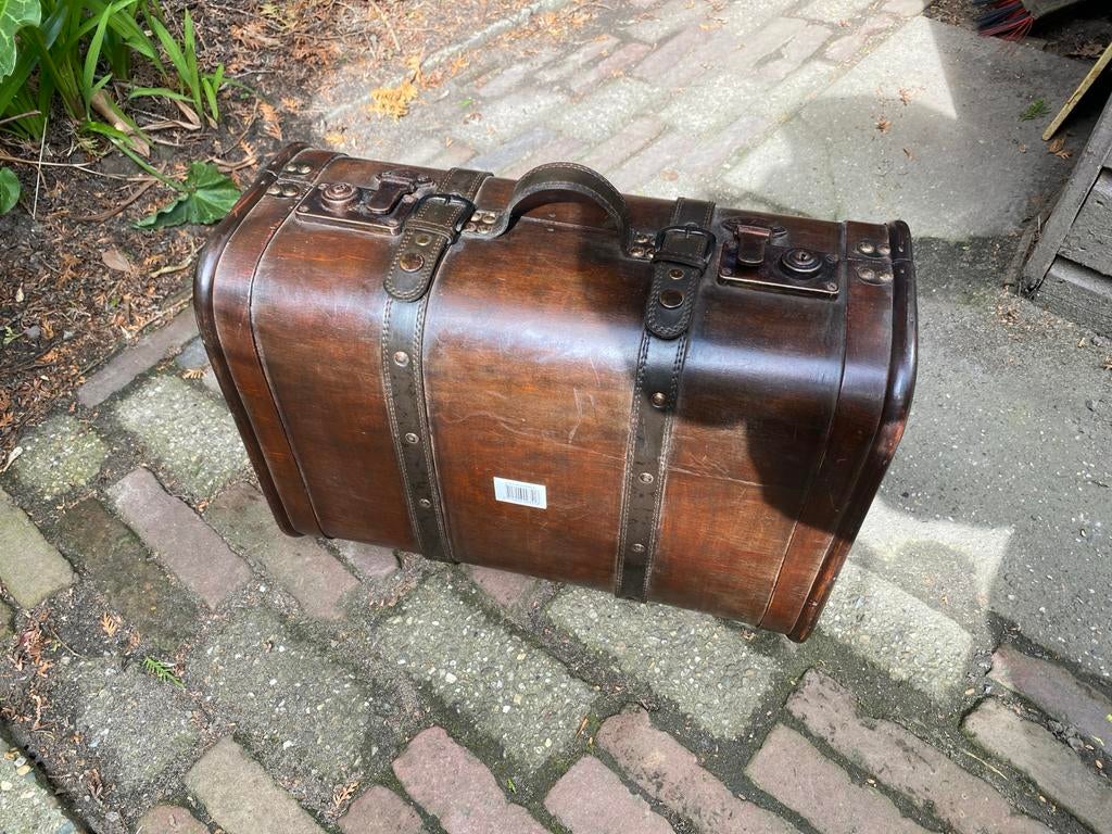 Houten koffertje, vintage stijl bruin, Overige materialen, Gebruikt, Slot, Minder dan 50 cm