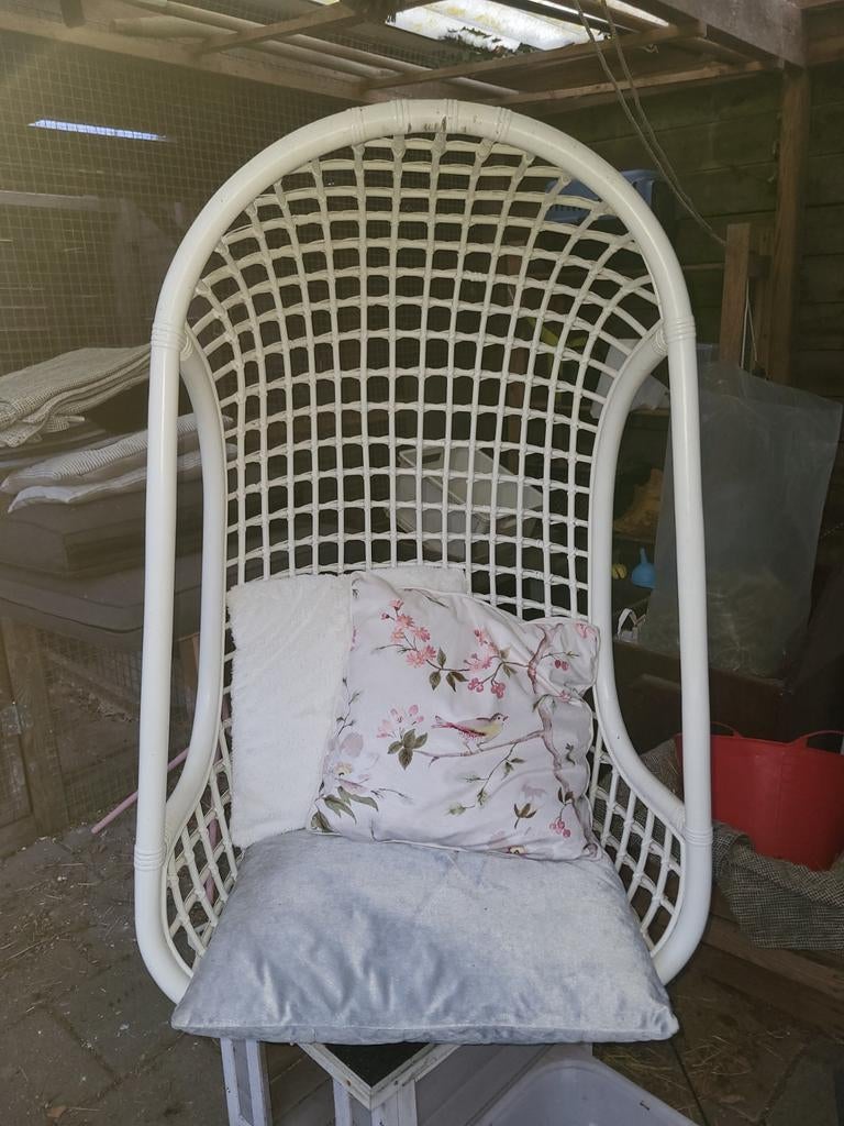Witte hangstoel ( egg ), Ophalen, Wit, Riet of Rotan, Eén