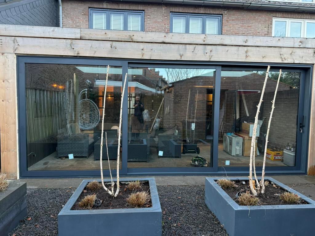 Aluminium 3 delig Hef-Schuifpui B/H 614x258 direct leverbaar, 225 cm of meer, Ophalen of Verzenden, Inclusief glas, Nieuw