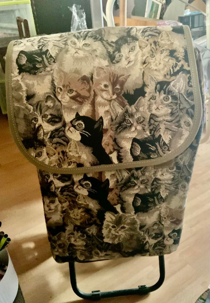 Boodschappenkar met kattenprint, Ophalen, Zo goed als nieuw