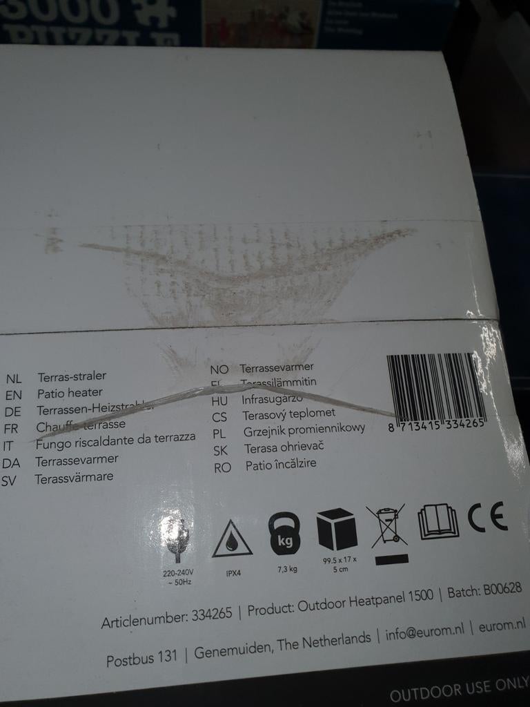 Eurom Outdoor Heatpanel 1500 - Terrasverwarmer, Tuin en Terras, Elektrisch, Nieuw, Ophalen of Verzenden, Waterbestendig
