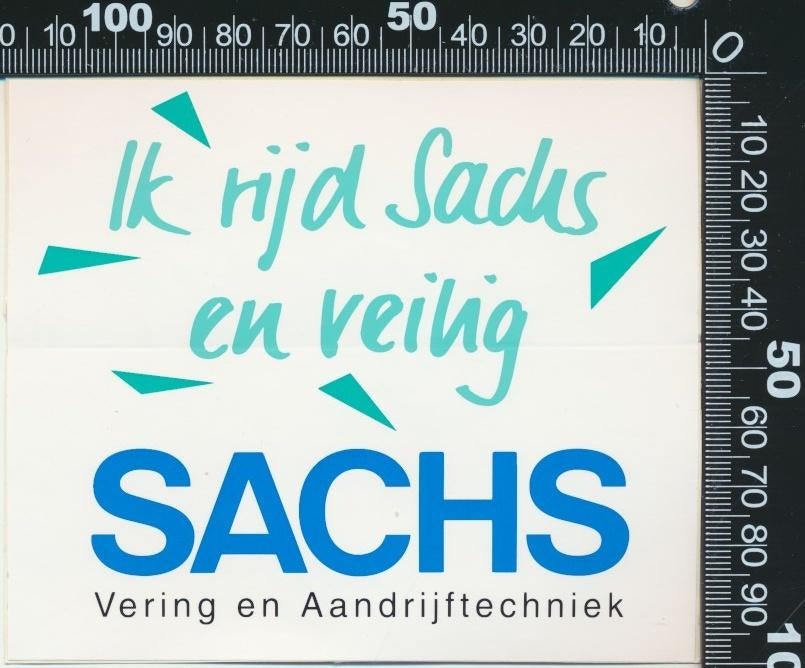 Sticker: Sachs - Ik rijd Sachs en veilig, Ophalen of Verzenden, Zo goed als nieuw, Bedrijf of Vereniging