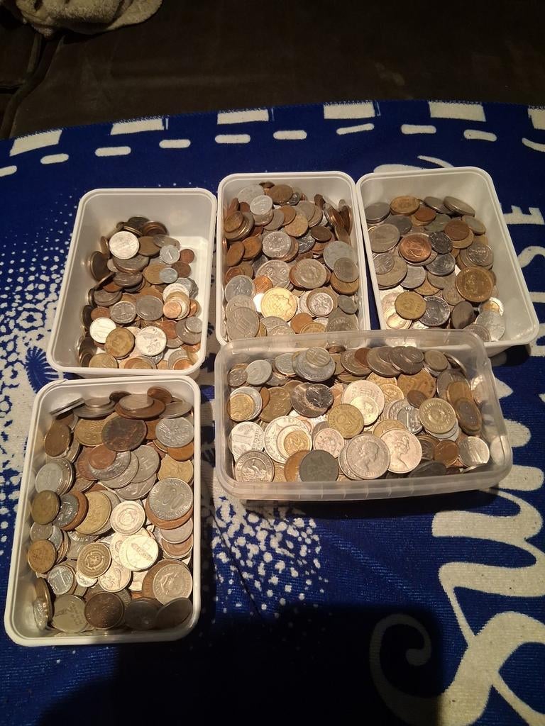 Meerdere kilo's wereldmunten om te ruilen, Ophalen, Buitenland, Munten
