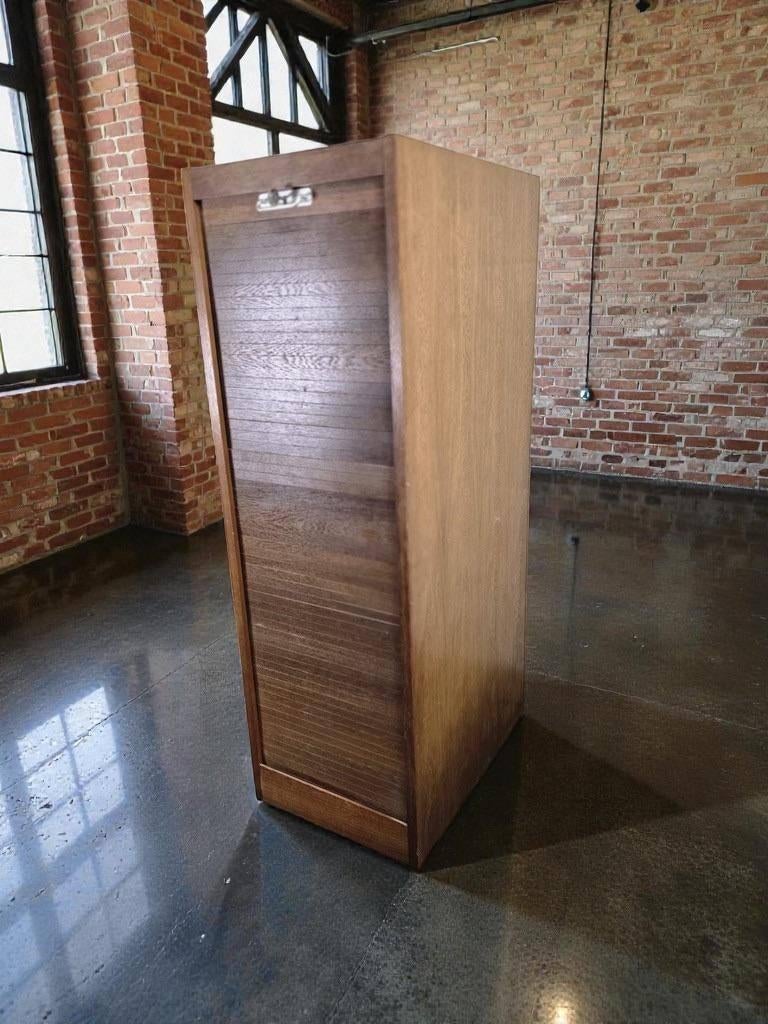 vintage houten archiefkast / rolluikkast, Antiek en Kunst, Curiosa en Brocante, Ophalen