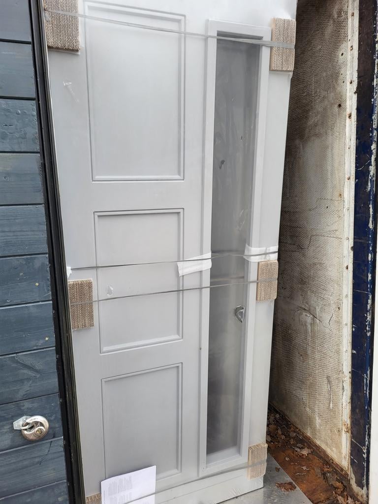 83x201,5cm nieuwe voordeuren massief hardhout grijs gg, 80 tot 100 cm, Nieuw, Ophalen of Verzenden, Buitendeur