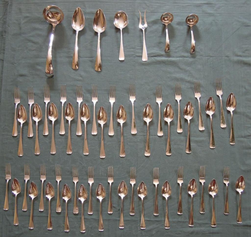 Nr PP53: Onderdelen verzilverde Gero 90 Haags Lofje cassette, Antiek en Kunst, Antiek | Bestek, Ophalen of Verzenden