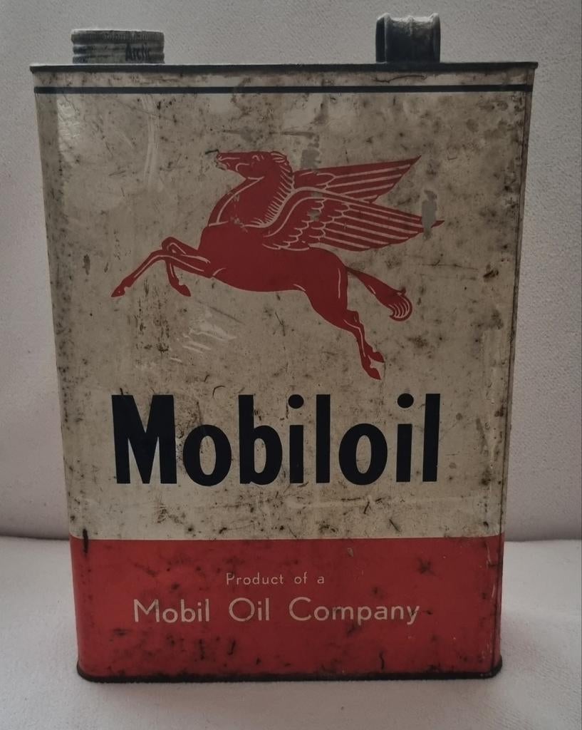Vintage Groot Mobiloil Blik, Verzamelen, Ophalen of Verzenden, Zo goed als nieuw, Overige