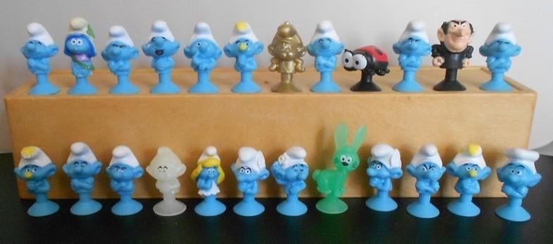 24x Zuignap - Smurfen = In 1 koop te koop voor 6,00 euro, Verzamelen, Smurfen, Ophalen of Verzenden, Zo goed als nieuw, Verschillende Smurfen